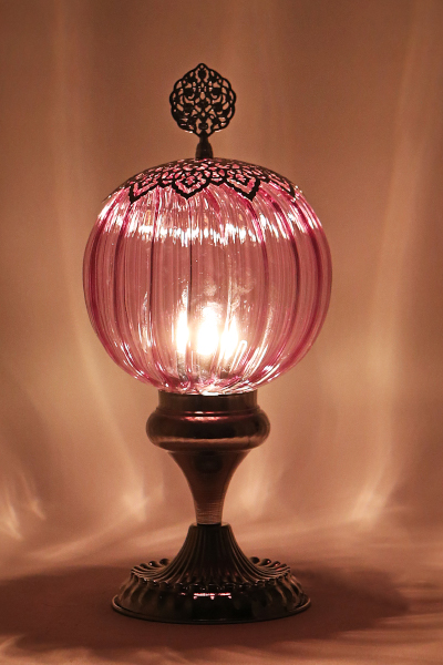 Pyrex Glass Nickel Design Table Lamp